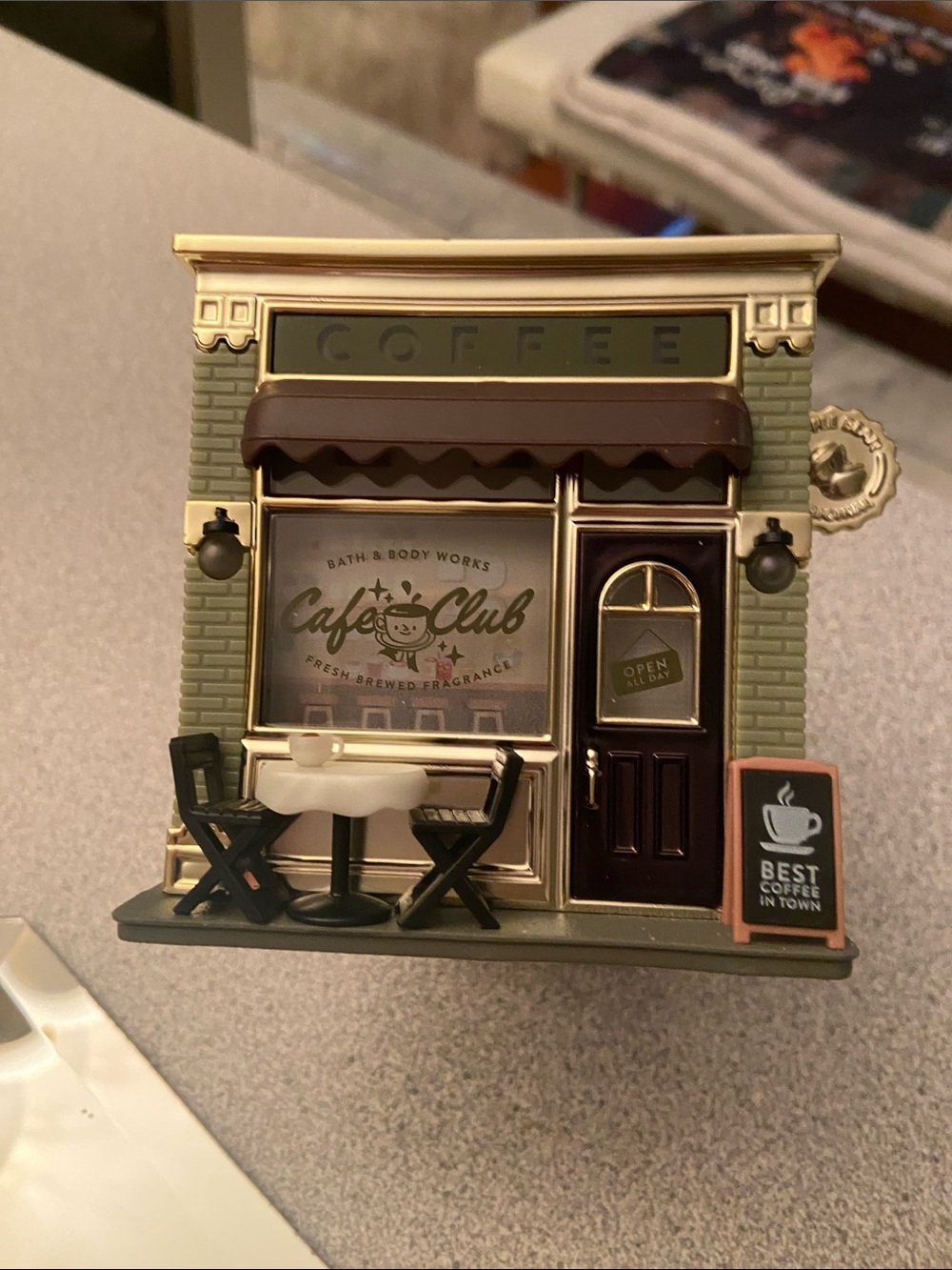 Bath & Body Works Cafe Club Miniature Coffee Shop Figurine -light up projector